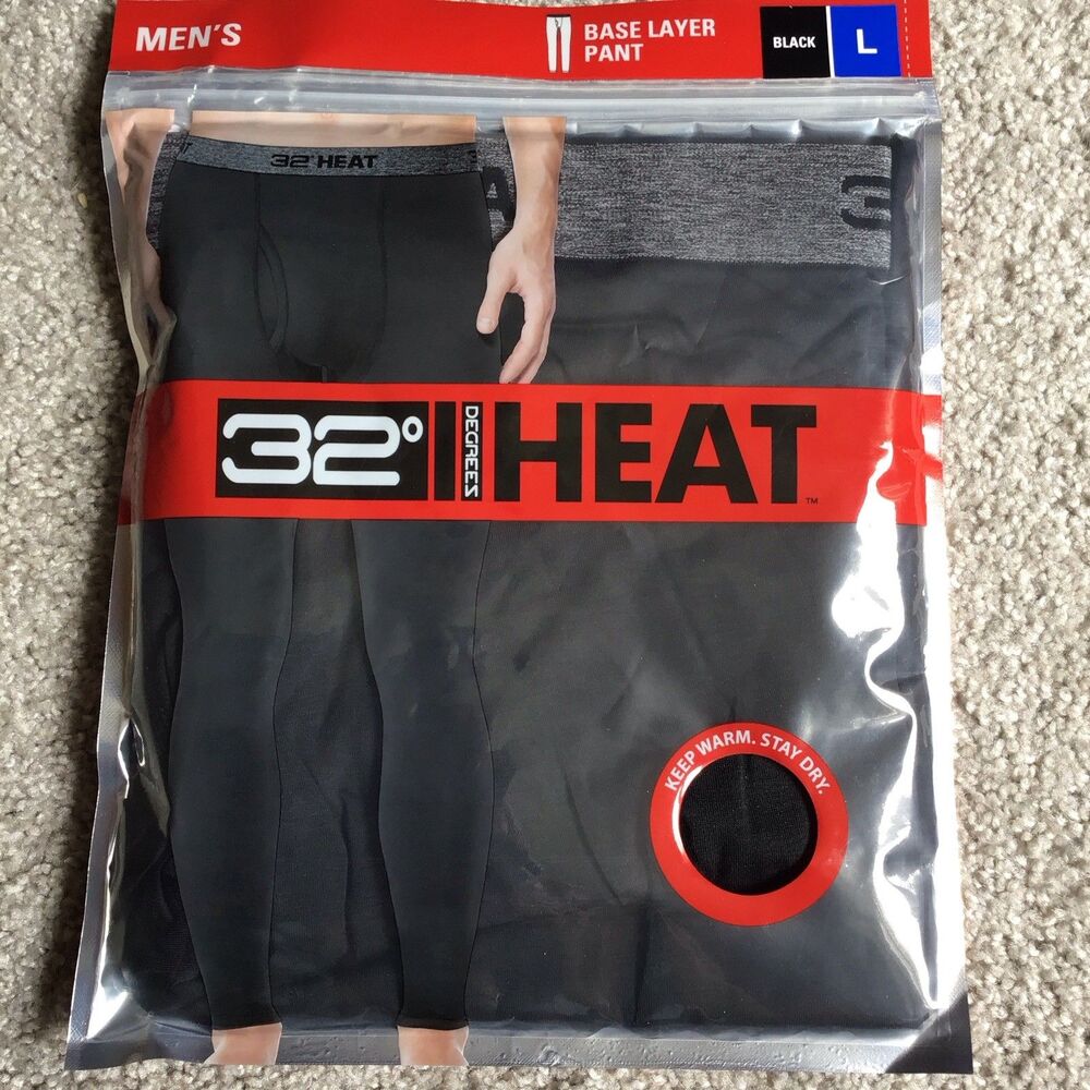 32 Degrees Heat Base Layer Pant Black Men's Large Thermal Leggings 963979 NEW